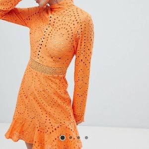 NWT ASOS lioness high neck lace cut out dress